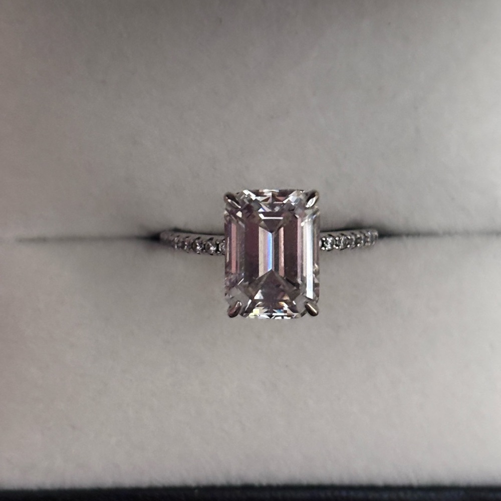 Radiant Silver Emerald-Cut Ring - image 5